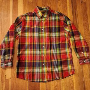 Orvis Men's Signature Collection Button Down Fall Colors Plaid Shirt Sz L